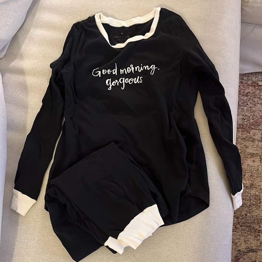Kate Spade black long sleeve pajama set “Good Morning Gorgeous” XS